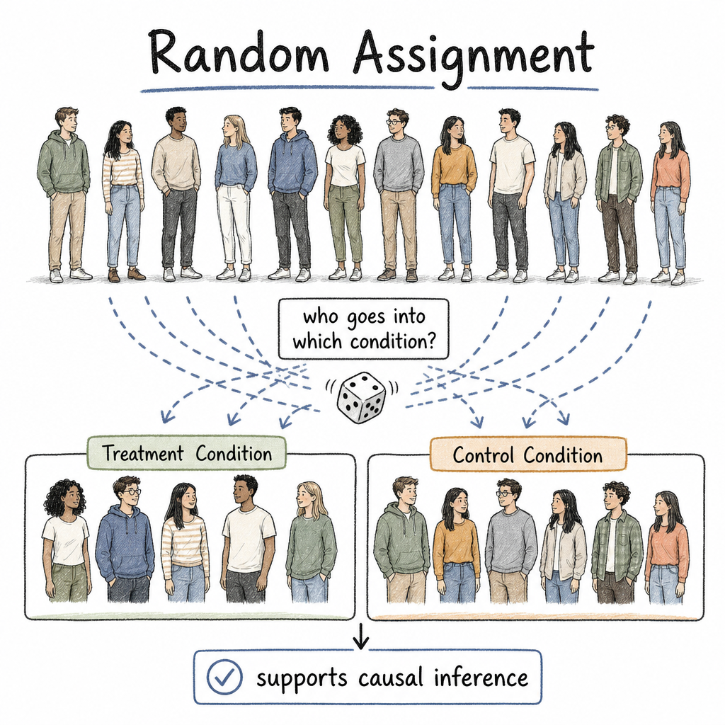 Diagram showing participants randomly assigned to treatment and control conditions.